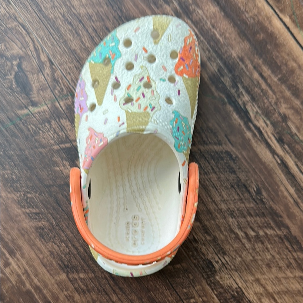 CROCS Cream and Orange Slippers with Perforated Design